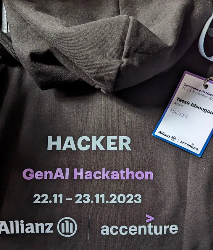 Hacker badge, Allianz × Accenture GenAI Hackathon — November 2023